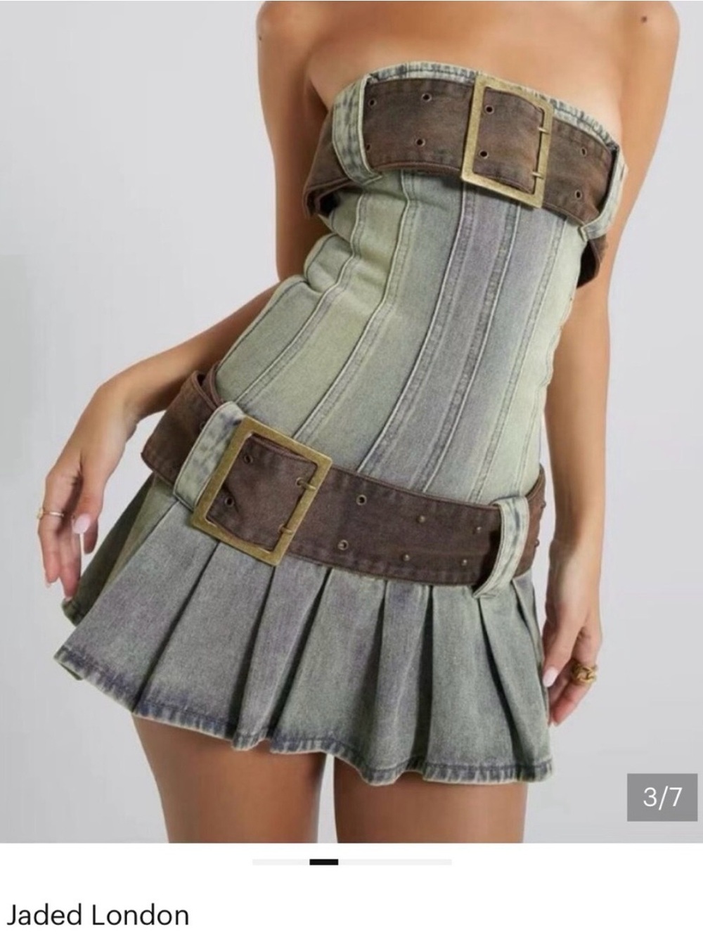 Jaded London Chelsea Kilt Denim Mini Dress size 10